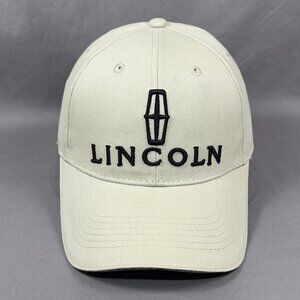 Lincoln Strapback Hat Cap Cream Adjustable Motorsports Ford Motor Co Car Mens